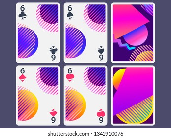 Playing cards in modern style. Gradient shapes, geometric objects. The reverse side of the playing card. Vector illustration