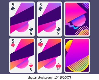 Playing cards in modern style. Gradient shapes, geometric objects. The reverse side of the playing card. Vector illustration