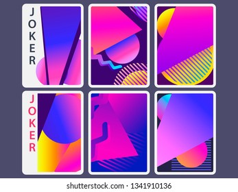 Playing cards in modern style. Gradient shapes, geometric objects. The reverse side of the playing card. Vector illustration