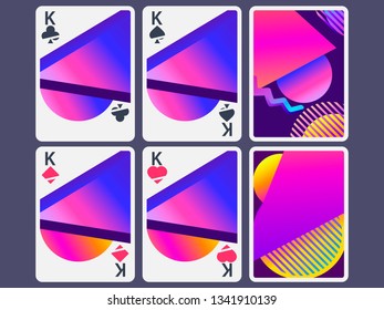 Playing cards in modern style. Gradient shapes, geometric objects. The reverse side of the playing card. Vector illustration