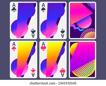 Playing cards in modern style. Gradient shapes, geometric objects. The reverse side of the playing card. Vector illustration