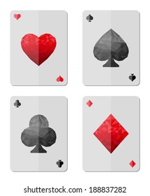 Playing cards in modern triangle style. Vector illustration. 