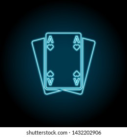 Playing cards neon icon. Simple thin line, outline vector of universal icons for UI and UX, website or mobile application
