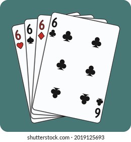 playing cards numbered 6, in vector format