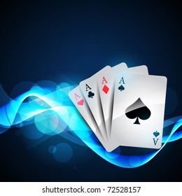 playing cards on beautiful glowing blue background