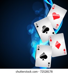 playing cards on beautiful glowing blue background