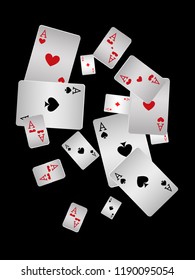 Playing Cards on Black Background. Vector illustration