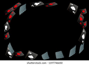 Playing Cards on Black Background. Vector illustration in vintage style.