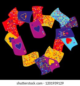 Playing Cards on Black Background. Vector illustration in vintage style.