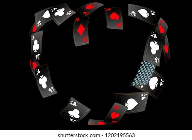 Playing Cards on Black Background. Vector illustration in vintage style.
