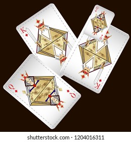 Playing Cards on Black Background. Vector illustration