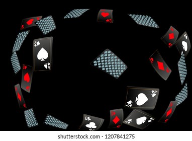 Playing Cards on Black Background. Vector illustration