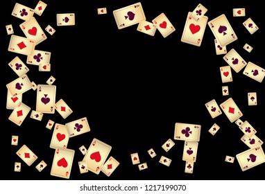 Playing Cards on Black Background. Vector illustration in vintage style.