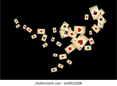 Playing Cards on black background. Vector illustration in vintage style.