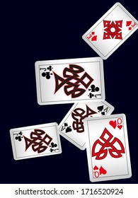 Playing Cards on black background. Vector illustration in celtic style.
