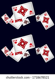 Playing Cards on black background. Vector illustration in celtic style.