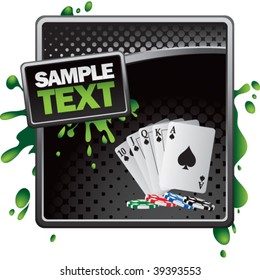 playing cards on black halftone banner