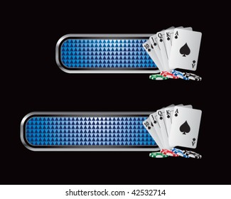 playing cards on blue checkered tabs
