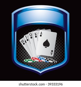 playing cards on blue display