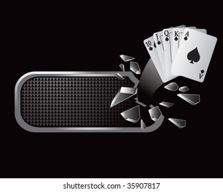 playing cards on broken banner
