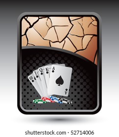 playing cards on bronze cracked background