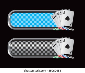 playing cards on checkered tabs