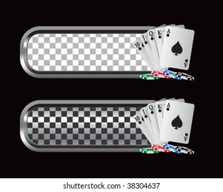 playing cards on checkered tabs