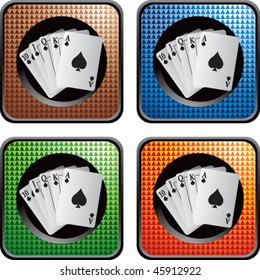 playing cards on colored checkered web buttons
