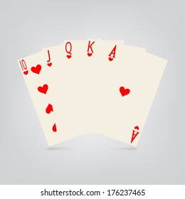 playing cards on a gray background