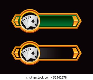 playing cards on green and black arrows