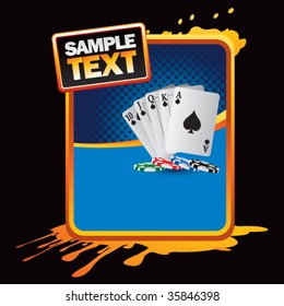 playing cards on orange splatter banner template