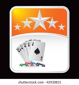 playing cards on orange star background