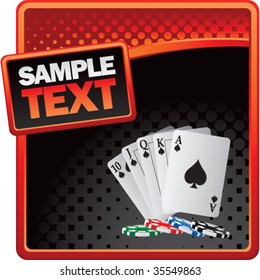 playing cards on red poker template