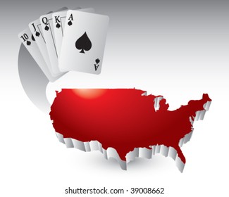 playing cards on red united states icon