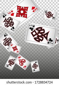Playing Cards on transparent background. Vector illustration in celtic style.