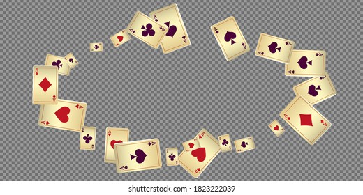 Playing Cards on transparent background. Vector illustration in vintage style.