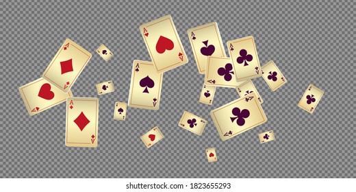 Playing Cards on transparent background. Vector illustration in vintage style.