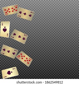 Playing Cards on transparent background. Pattern for ads of parties, events in Vegas. Vector illustration in vintage style.