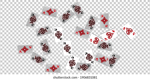 Playing Cards on transparent background. The concept of winning or gambling. Poker and card games. Vector 3d illustration 