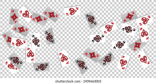 Playing Cards on transparent background. The concept of winning or gambling. Poker and card games. Vector 3d illustration 