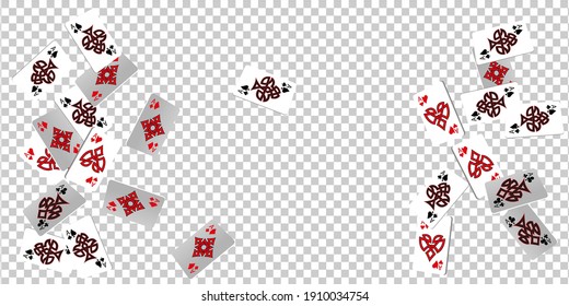 Playing Cards on transparent background. The concept of winning or gambling. Poker and card games. Vector 3d illustration 