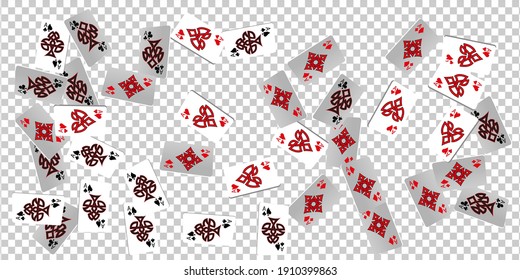 Playing Cards on transparent background. The concept of winning or gambling. Poker and card games. Vector 3d illustration 