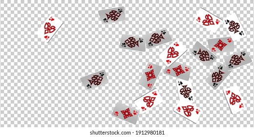 Playing Cards on transparent background. The concept of winning or gambling. Poker and card games. Vector 3d illustration 