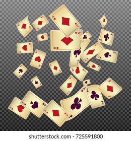Playing cards are on a transparent background. Vector illustration.