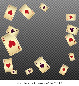 Playing cards are on transparent background. Vector illustration.
