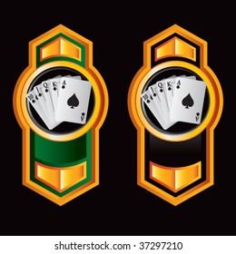 playing cards on vertical orange templates