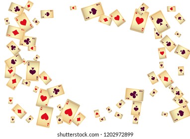 Playing Cards on White Background. Vector illustration in vintage style.