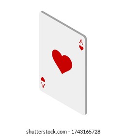 Playing cards on white background. Winning casino poker hand. Vector illustration in trendy Isometric style. EPS 10. 