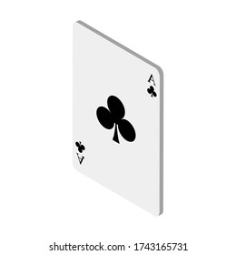 Playing cards on white background. Winning casino poker hand. Vector illustration in trendy Isometric style. EPS 10. 