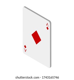 Playing cards on white background. Winning casino poker hand. Vector illustration in trendy Isometric style. EPS 10. 